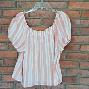 Ana off shoulder blouse peach and white striped size xl